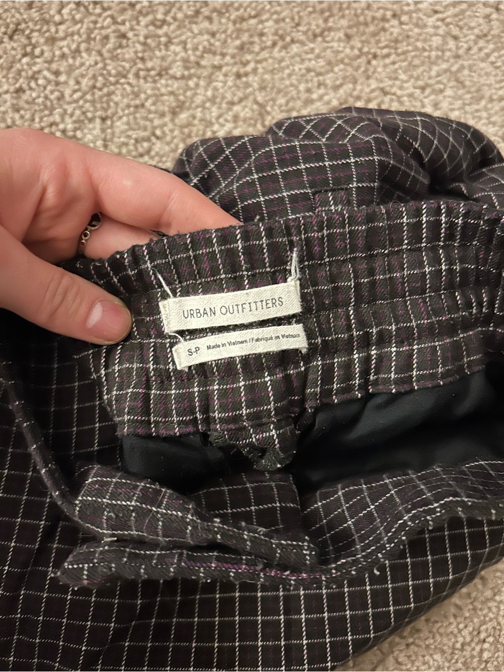 Urban Outfitters Black Plaid Pants with Pink & White Windowpane